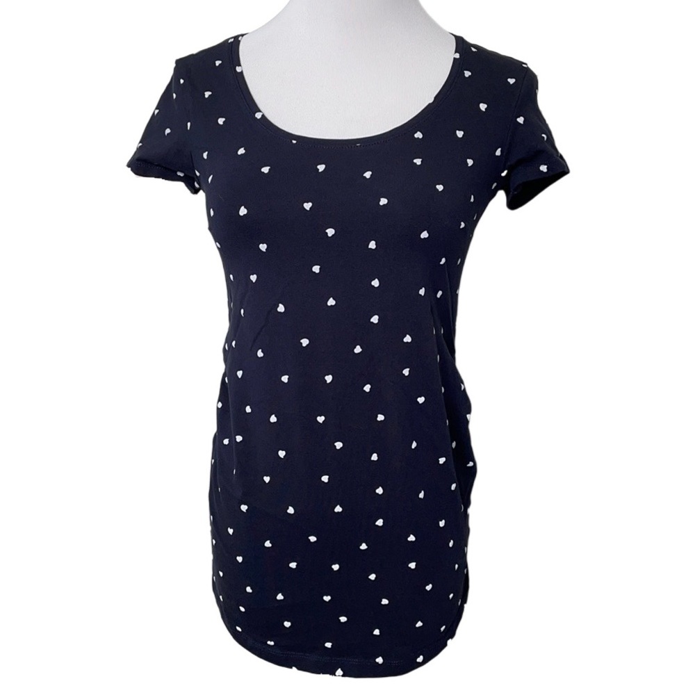 H&M Mama Maternity Navy Polkadot Hearts Tee